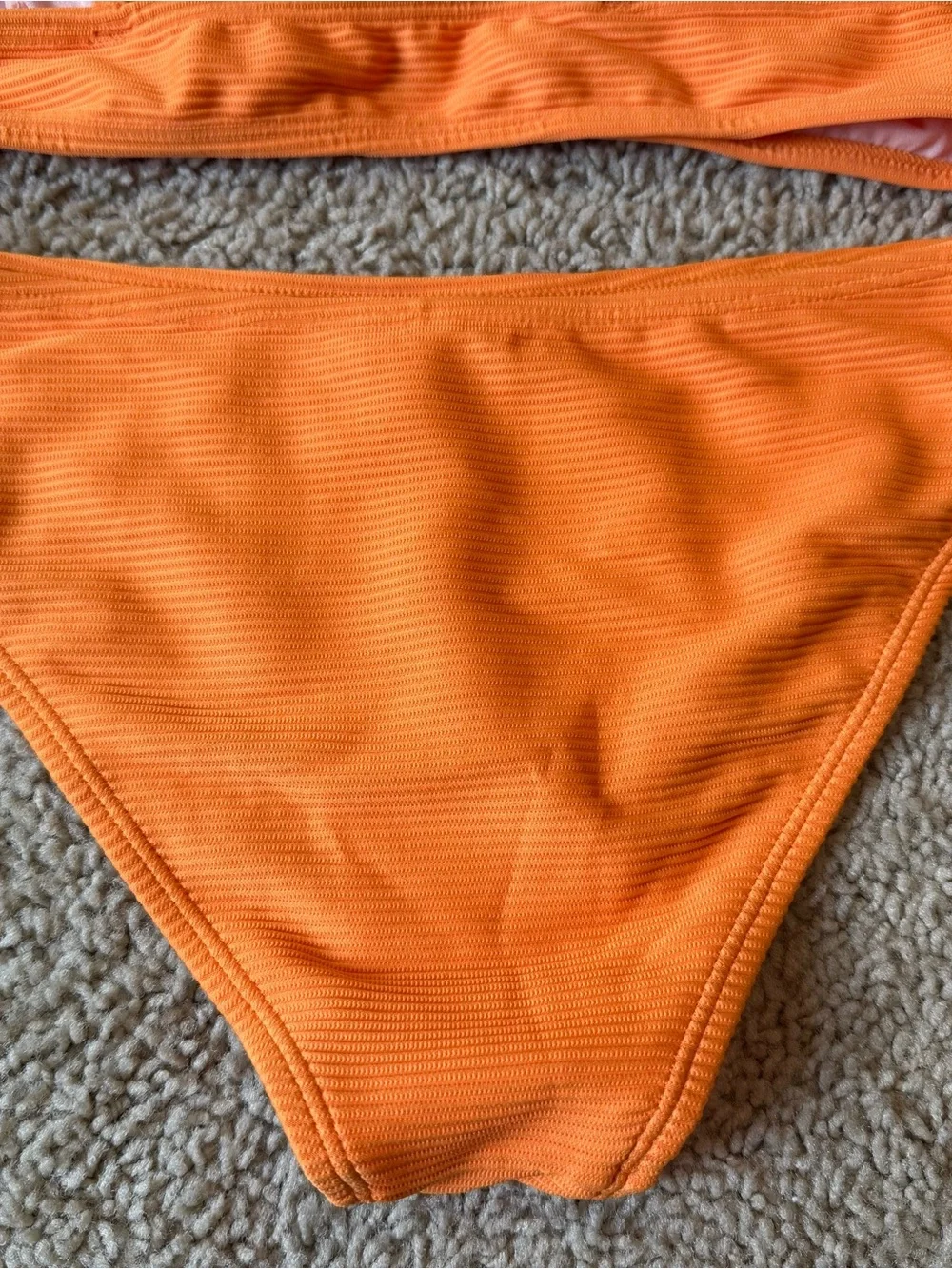 Cupshe Vibrant Orange Ribbed Bikini 2 piece set Size Medium Vacay Vibes